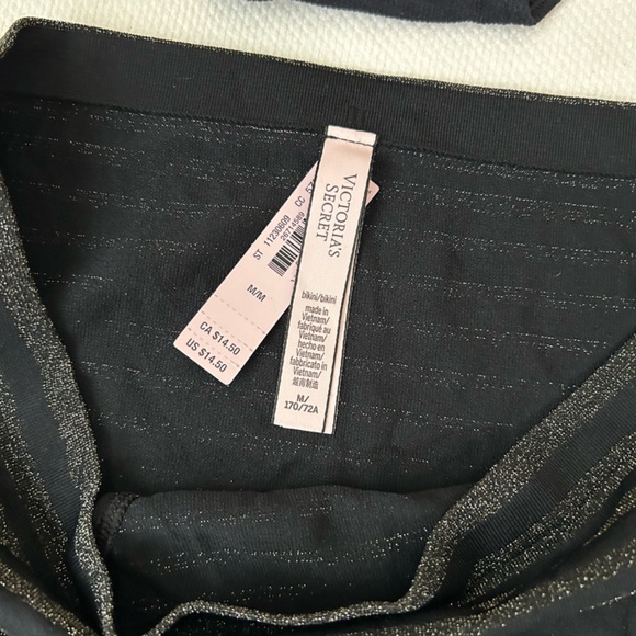 Victoria's Secret Seamless Bikini Panties Set of 2 Black Stripe Shimmer Med NWT - Picture 7 of 9